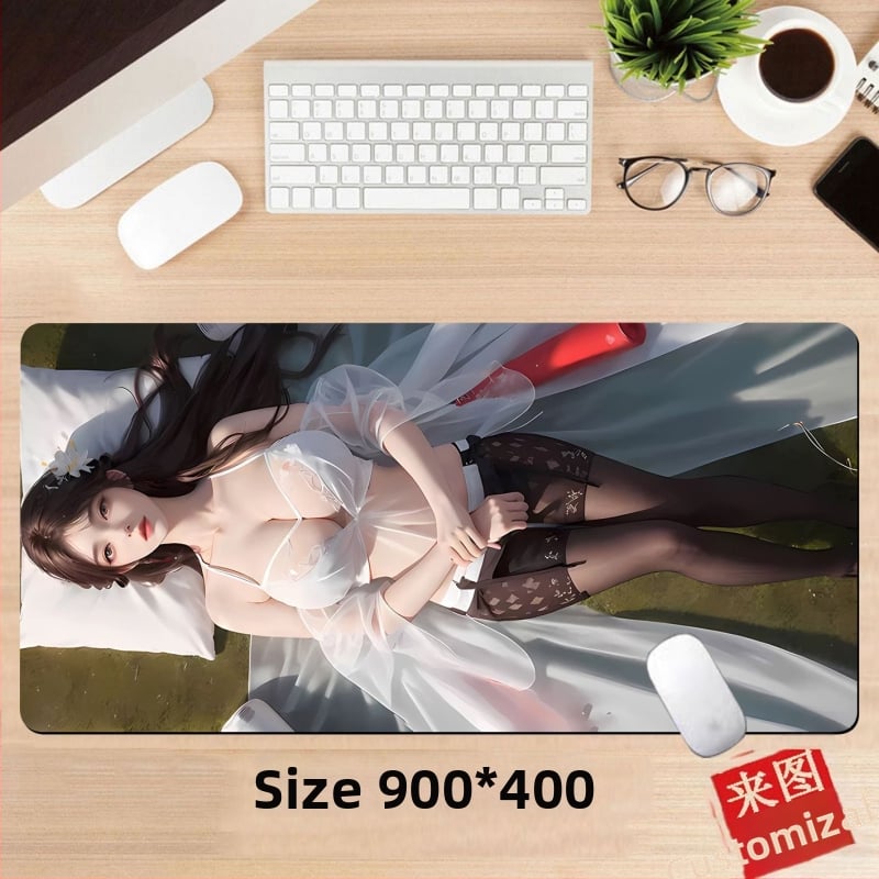 Подложка за бюро, гумена, едностранна, дизайн с аниме момиче, национален стил