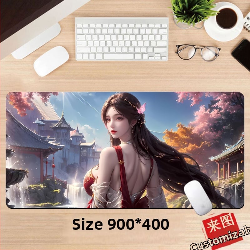 Подложка за бюро, гумена, едностранна, дизайн с аниме момиче, национален стил