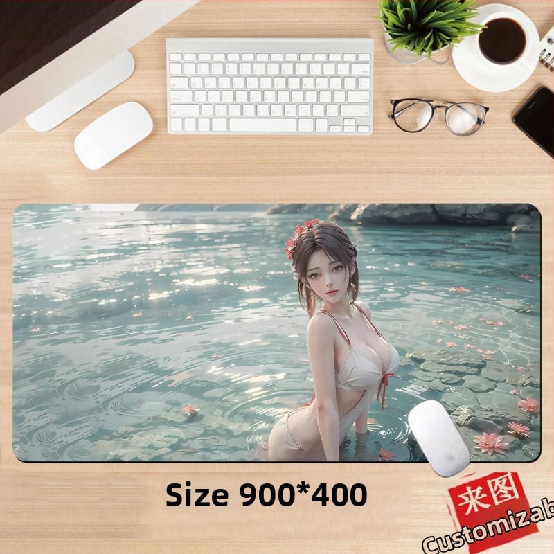Подложка за бюро, гумена, едностранна, дизайн с аниме момиче, национален стил