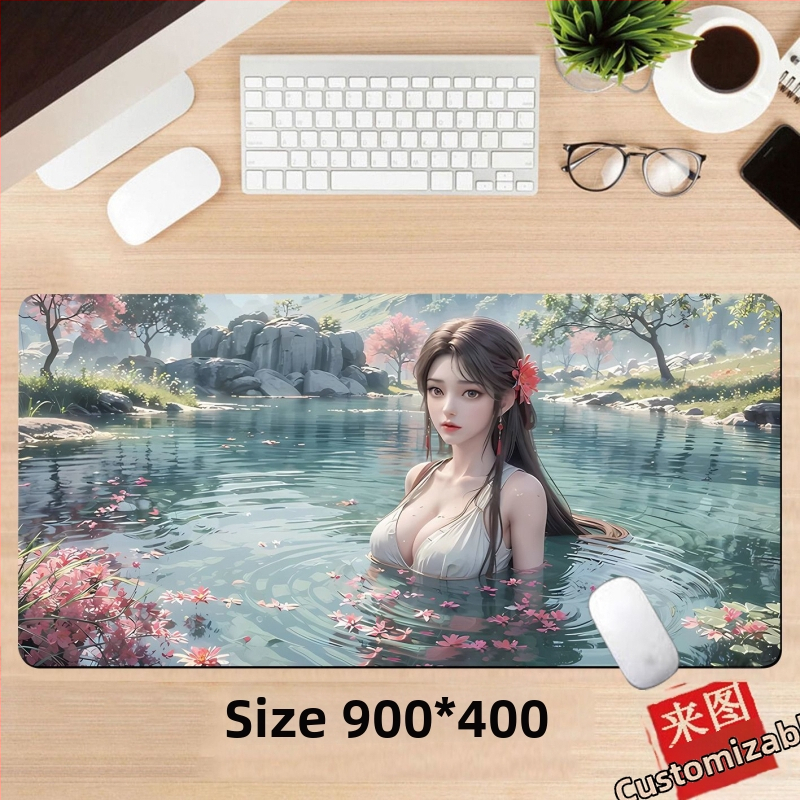 Подложка за бюро, гумена, едностранна, дизайн с аниме момиче, национален стил