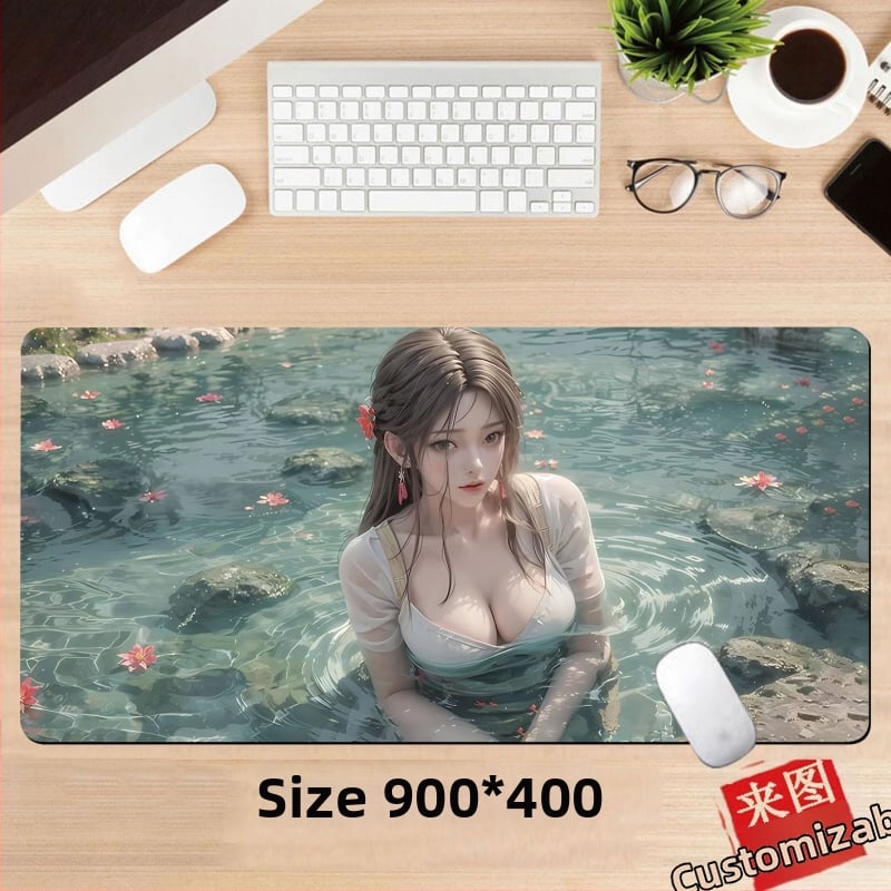 Подложка за бюро, гумена, едностранна, дизайн с аниме момиче, национален стил