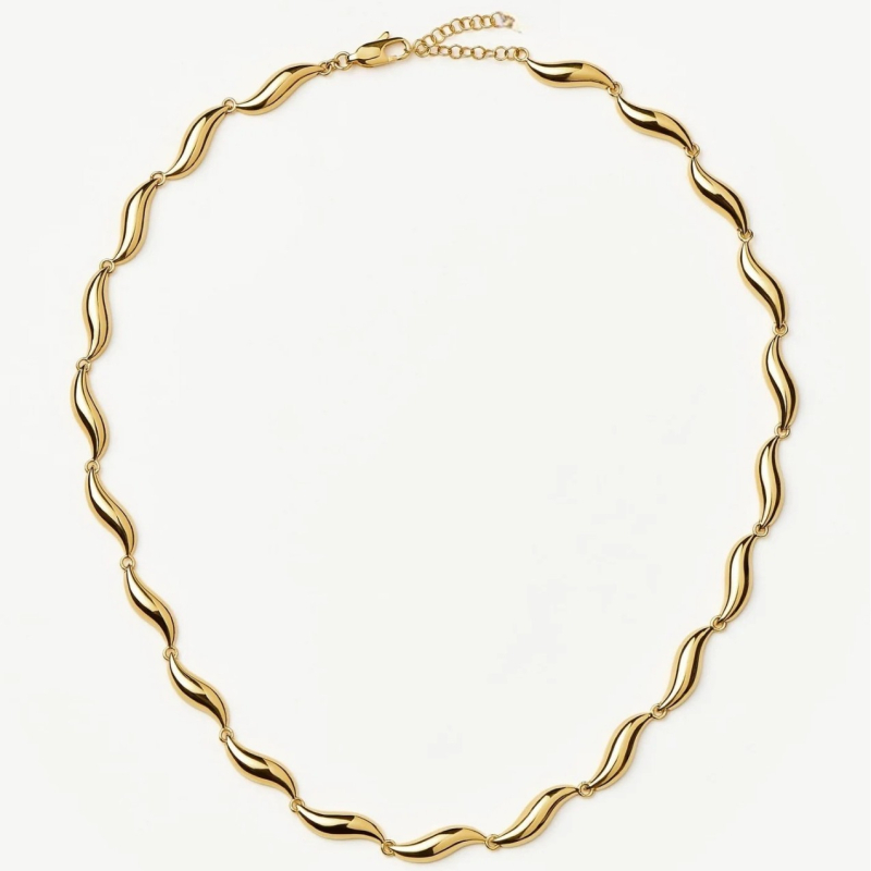 Ogrlica – bakar, pozlata 18k, elektroplatiranje, lanac zmijske kosti, francuski retro stil, težina 13 g