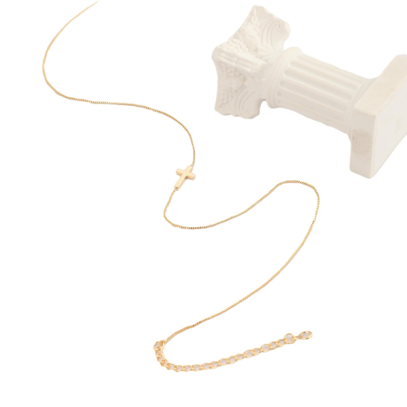 Ogrlica s križem od nehrđajućeg čelika s kutijastim lancem za žene (geometrijski oblik; elektroplatiranje; materijal privjesti: nehrđajući čelik)