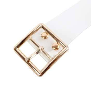 Ženski pojas – prozirni plastični pojas s geometrijskim uzorkom, kopča od legure, kopčanje iglom