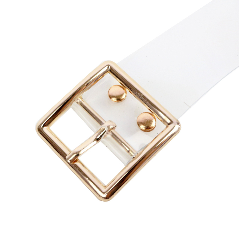 Ženski pojas – prozirni plastični pojas s geometrijskim uzorkom, kopča od legure, kopčanje iglom