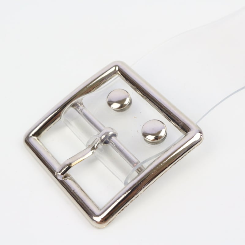 Ženski pojas – prozirni plastični pojas s geometrijskim uzorkom, kopča od legure, kopčanje iglom