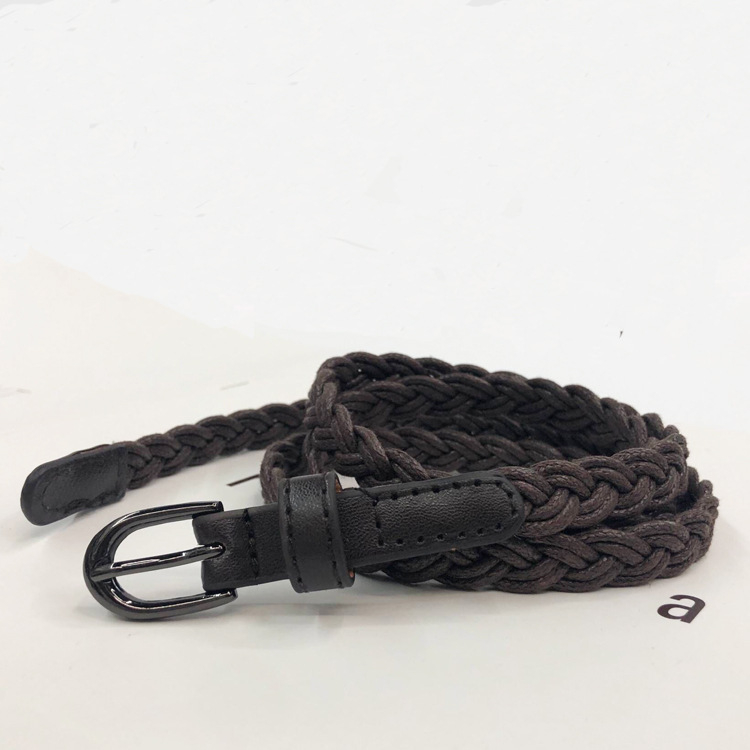 Ženski pleteni kaiš s kopčom na pin, umjetna koža, kopča od legure, uska širina ispod 2 cm, minimalistički elegantan kaiš za haljinu