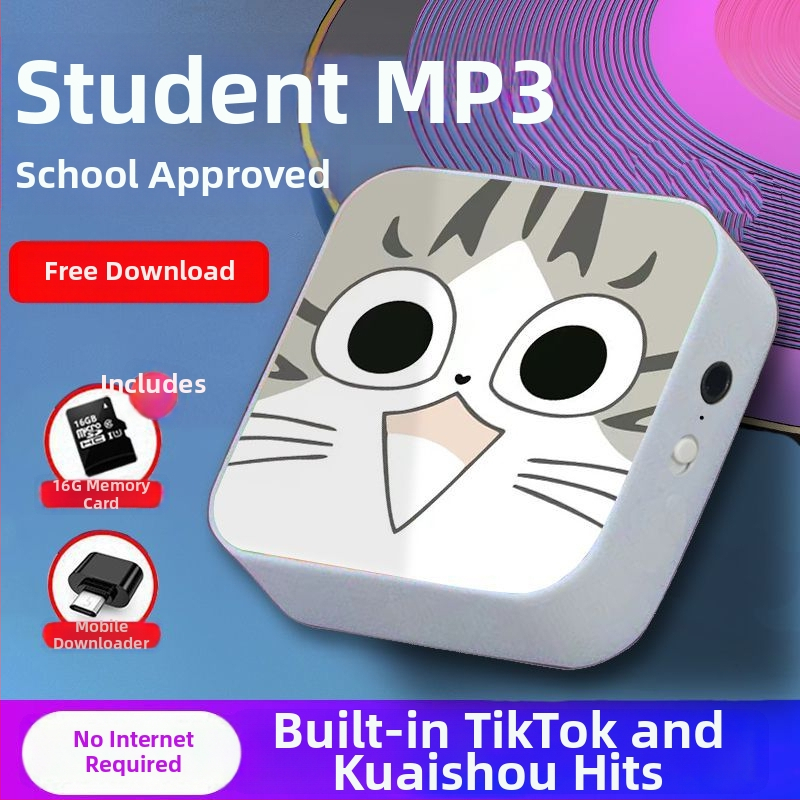 Bluetooth MP3-mängija õpilastele — 128MB salvestusruum; auto toide; kaasas kõrvaklapid, OTG ja mälukaart