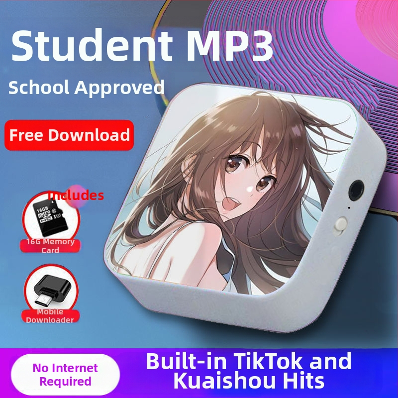 Bluetooth MP3-mängija õpilastele — 128MB salvestusruum; auto toide; kaasas kõrvaklapid, OTG ja mälukaart