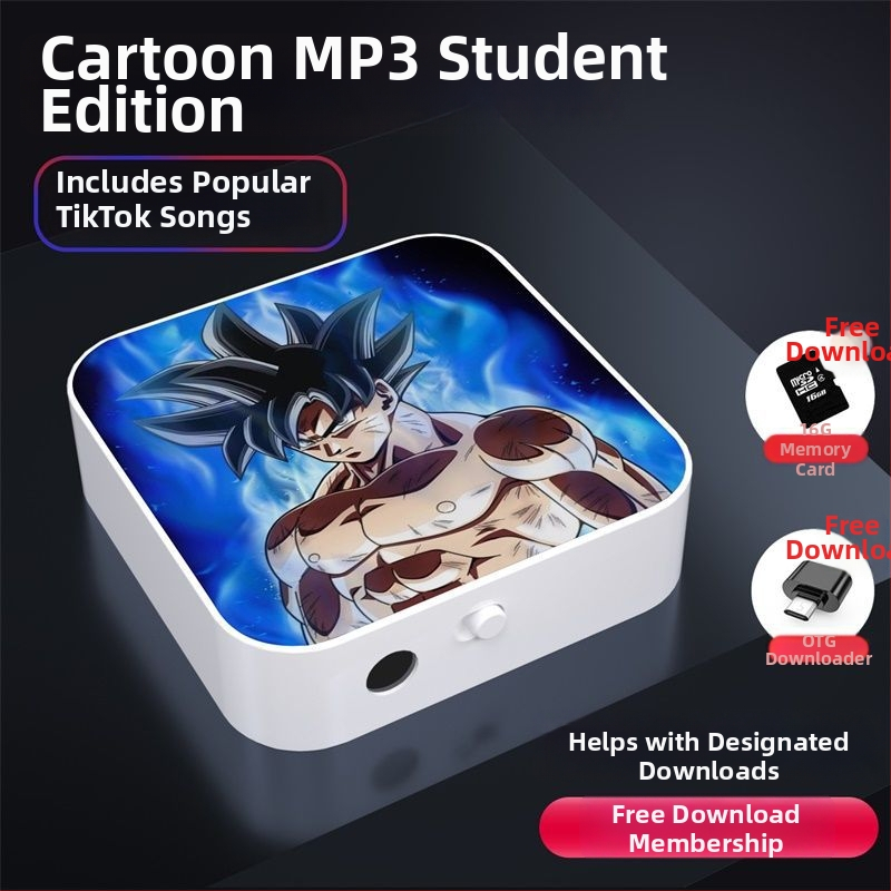 Bluetooth MP3-mängija õpilastele — 128MB salvestusruum; auto toide; kaasas kõrvaklapid, OTG ja mälukaart