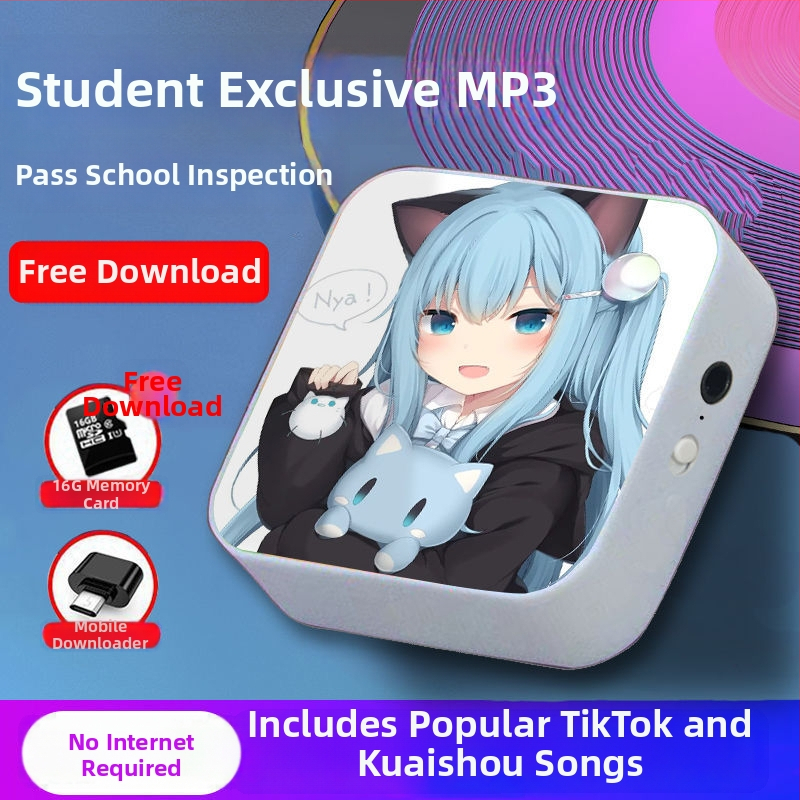 Bluetooth MP3-mängija õpilastele — 128MB salvestusruum; auto toide; kaasas kõrvaklapid, OTG ja mälukaart