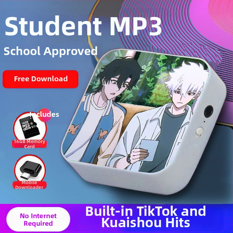 Bluetooth MP3-mängija õpilastele — 128MB salvestusruum; auto toide; kaasas kõrvaklapid, OTG ja mälukaart