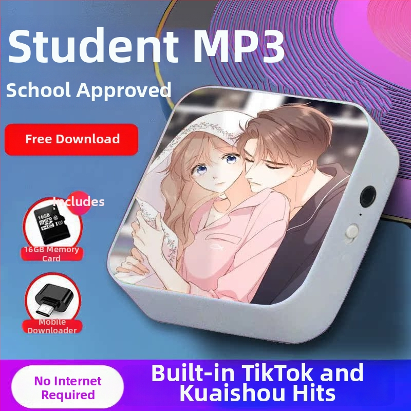 Bluetooth MP3-mängija õpilastele — 128MB salvestusruum; auto toide; kaasas kõrvaklapid, OTG ja mälukaart