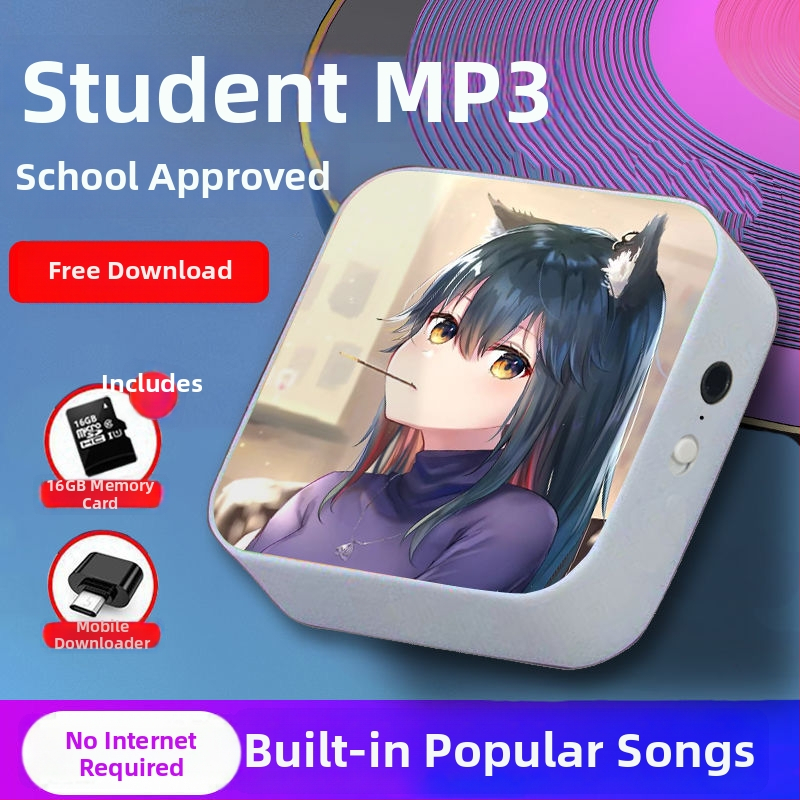 Bluetooth MP3-mängija õpilastele — 128MB salvestusruum; auto toide; kaasas kõrvaklapid, OTG ja mälukaart