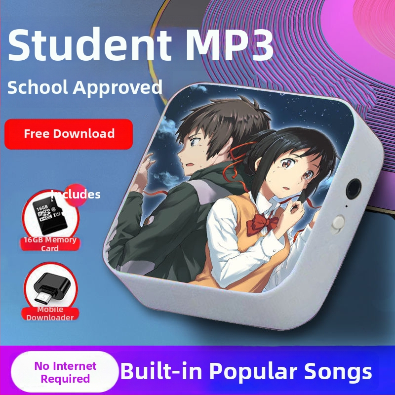 Bluetooth MP3-mängija õpilastele — 128MB salvestusruum; auto toide; kaasas kõrvaklapid, OTG ja mälukaart