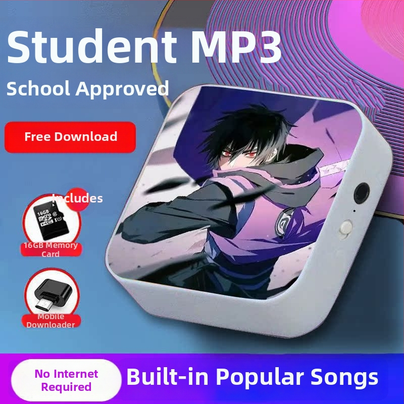 Bluetooth MP3-mängija õpilastele — 128MB salvestusruum; auto toide; kaasas kõrvaklapid, OTG ja mälukaart