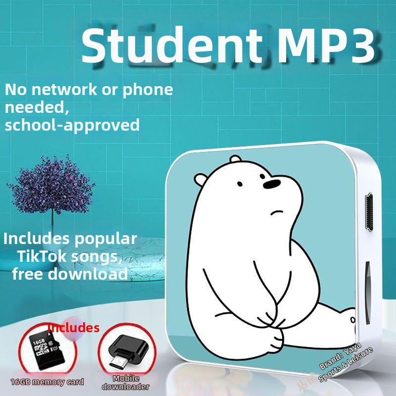 Bluetooth MP3-mängija õpilastele — 128MB salvestusruum; auto toide; kaasas kõrvaklapid, OTG ja mälukaart