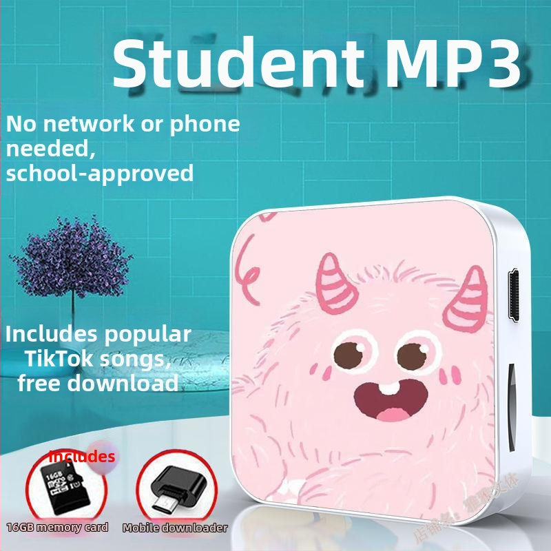 Bluetooth MP3-mängija õpilastele — 128MB salvestusruum; auto toide; kaasas kõrvaklapid, OTG ja mälukaart