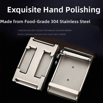 Cataramă pentru curea din oțel inoxidabil, pentru bărbați, automată, formă dreptunghiulară, model literă, stil business