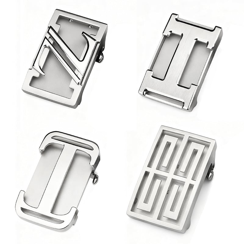  Cataramă pentru curea din oțel inoxidabil, pentru bărbați, automată, formă dreptunghiulară, model literă, stil business