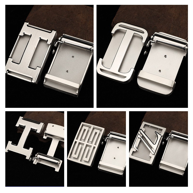  Cataramă pentru curea din oțel inoxidabil, pentru bărbați, automată, formă dreptunghiulară, model literă, stil business