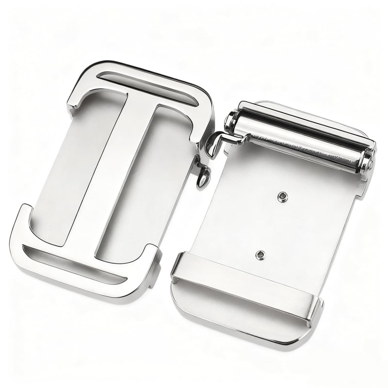 Cataramă pentru curea din oțel inoxidabil, pentru bărbați, automată, formă dreptunghiulară, model literă, stil business