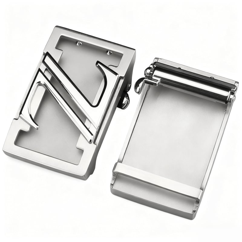Cataramă pentru curea din oțel inoxidabil, pentru bărbați, automată, formă dreptunghiulară, model literă, stil business