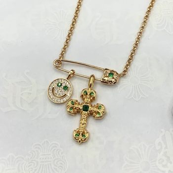 Unisex ogrlica od srebra S925 sa plamenim križem, privjesak od cukrovom kockom sa osmijehom, regularni lanac, geometrijski dizajn, tamni stil