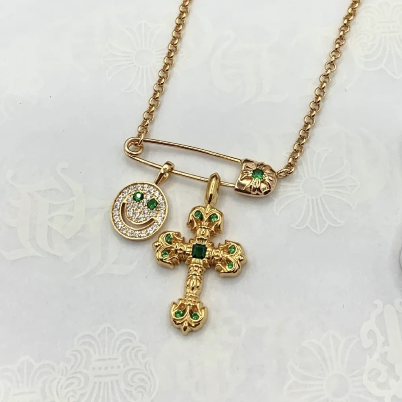 Unisex ogrlica od srebra S925 sa plamenim križem, privjesak od cukrovom kockom sa osmijehom, regularni lanac, geometrijski dizajn, tamni stil