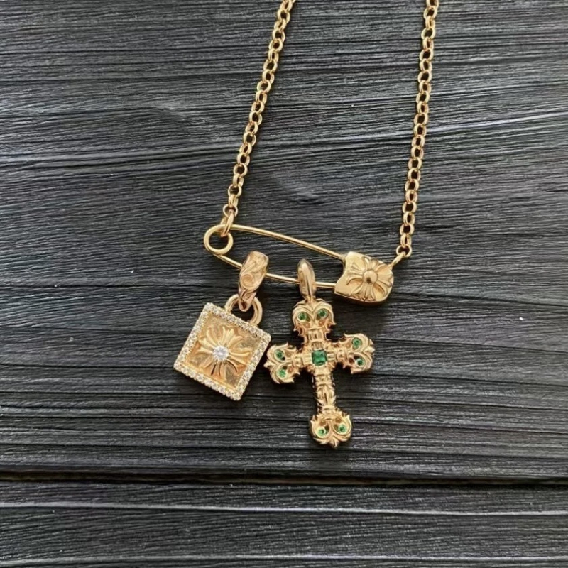 Unisex ogrlica od srebra S925 sa plamenim križem, privjesak od cukrovom kockom sa osmijehom, regularni lanac, geometrijski dizajn, tamni stil