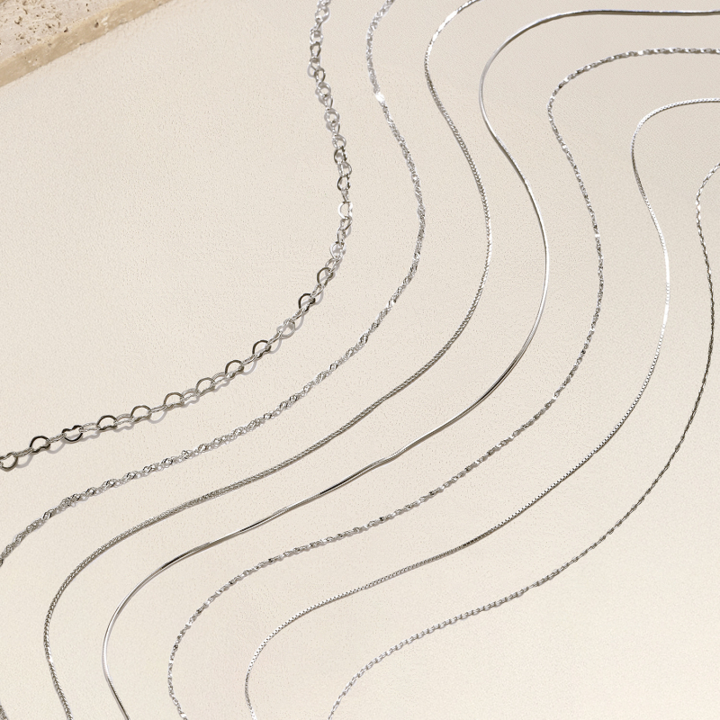 Ogrlica od 925 srebra, bez privjeska, lanac zmijskog tipa, geometrijski oblik, INS stil