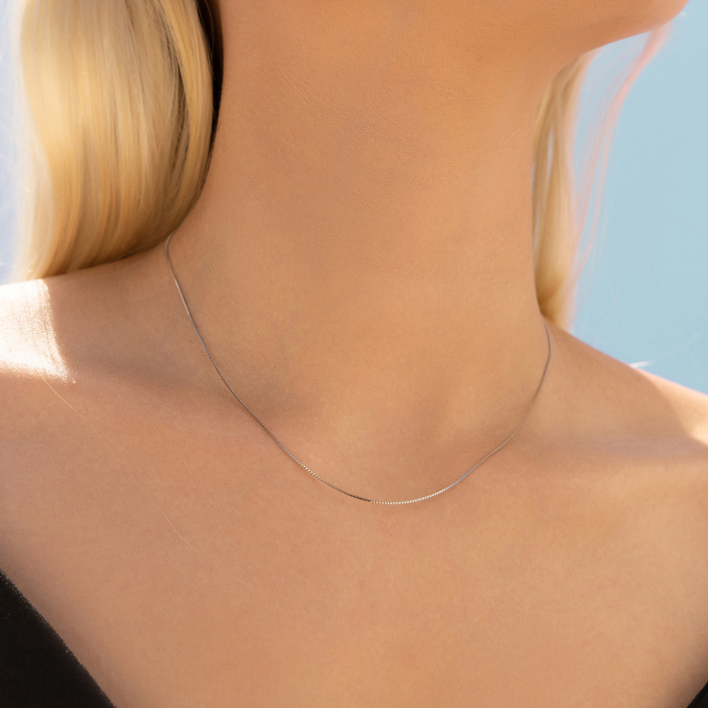 Ogrlica od 925 srebra, bez privjeska, lanac zmijskog tipa, geometrijski oblik, INS stil