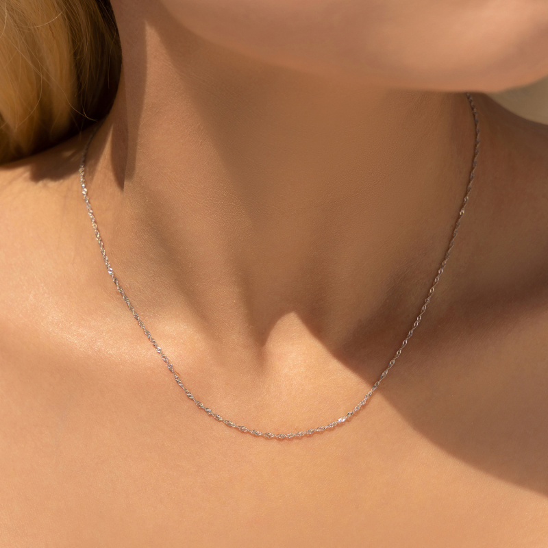 Ogrlica od 925 srebra, bez privjeska, lanac zmijskog tipa, geometrijski oblik, INS stil