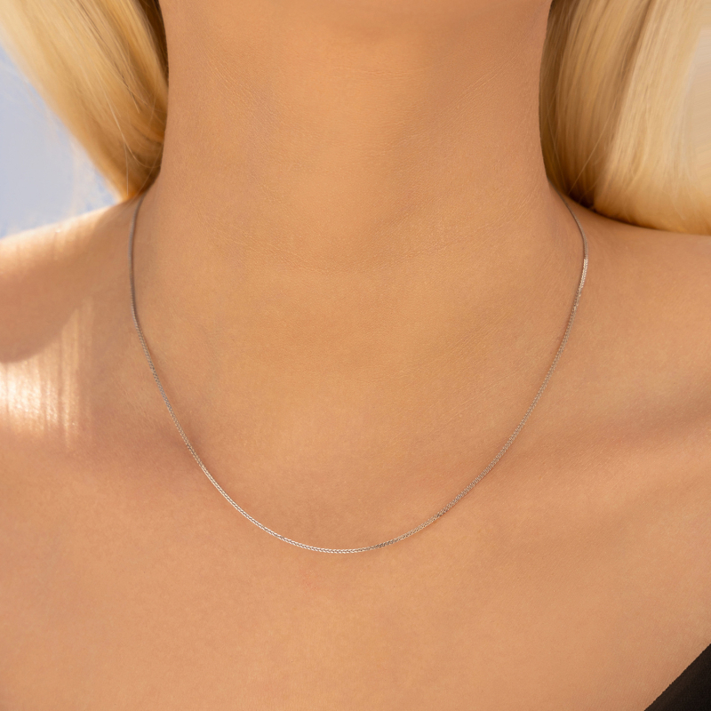 Ogrlica od 925 srebra, bez privjeska, lanac zmijskog tipa, geometrijski oblik, INS stil