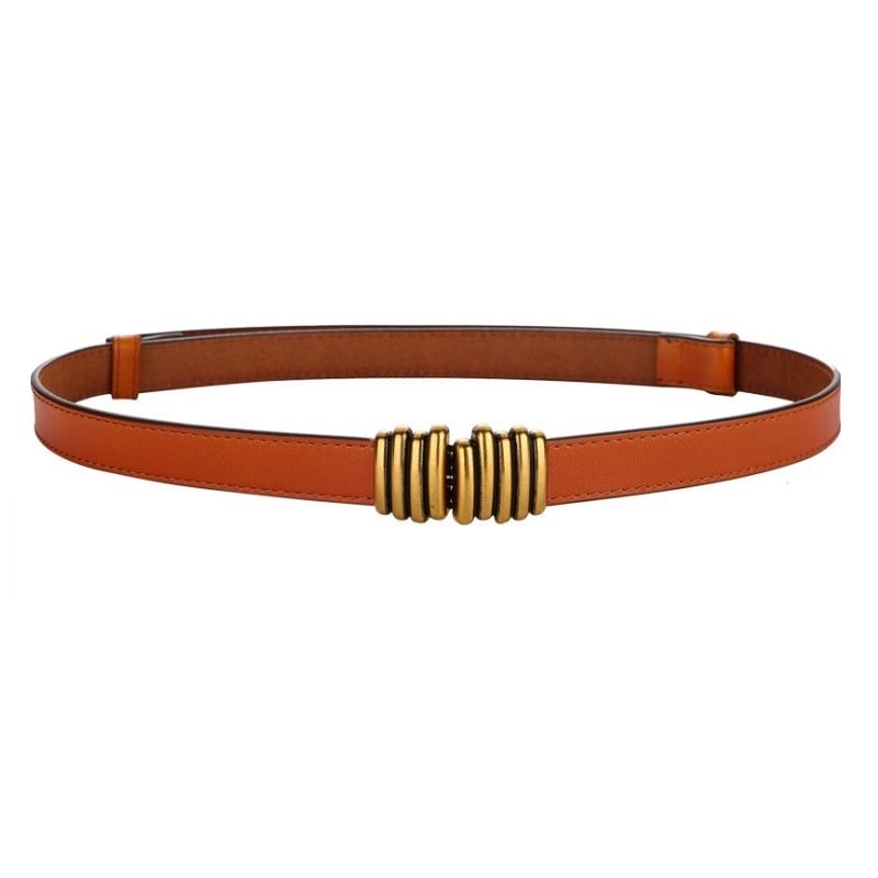 Plonas tikro odos diržas sagtis iš lydinio, užsegimas sagtimi, retro stilius