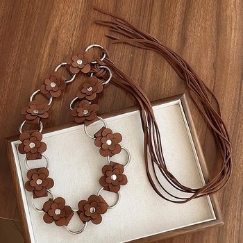 Bohemiškas megztos juosmens grandinės moterims, retro etninio stiliaus diržas su sijono dekoru (Medžiaga: PU oda; sagtis: lydinys; Užsegimas: mazgas; Plotis: plonas (<2 cm); Karoliukų siuvimas)