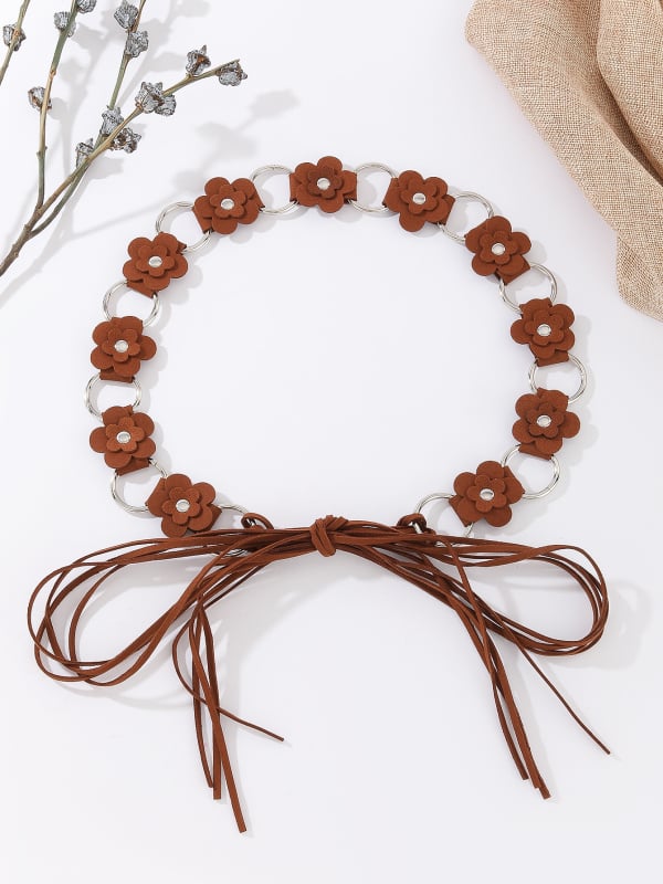 Bohemiškas megztos juosmens grandinės moterims, retro etninio stiliaus diržas su sijono dekoru (Medžiaga: PU oda; sagtis: lydinys; Užsegimas: mazgas; Plotis: plonas (<2 cm); Karoliukų siuvimas)