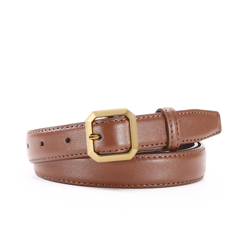 Moterų plona odinė juosta suknelėms ir džinsams, dviejų sluoksnių jautienos oda, lydinio sagtis, smeigės užsegimas, plotis 2–4 cm