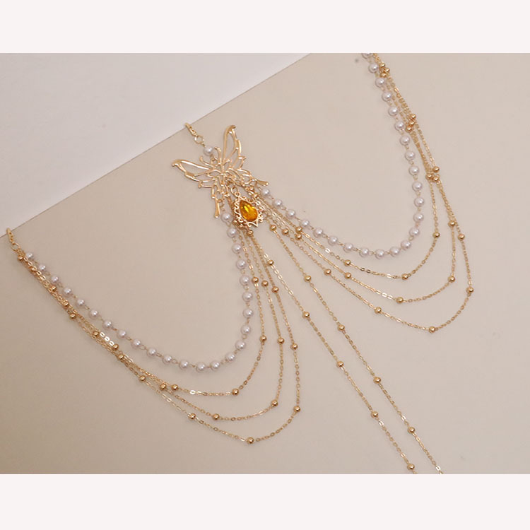 Metāla vidukļa ķēde, universāla, etnisks stils, 120 cm garums