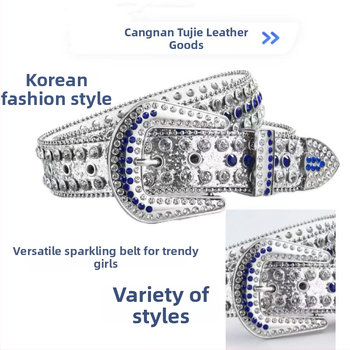 Kõrgekvaliteediline PU naistevöö, sulamist bucklega, adatu tüüpi kinnitusega, kaunistatud helmeste ja rhinestones'iga; stiilne igapäevane kasutus