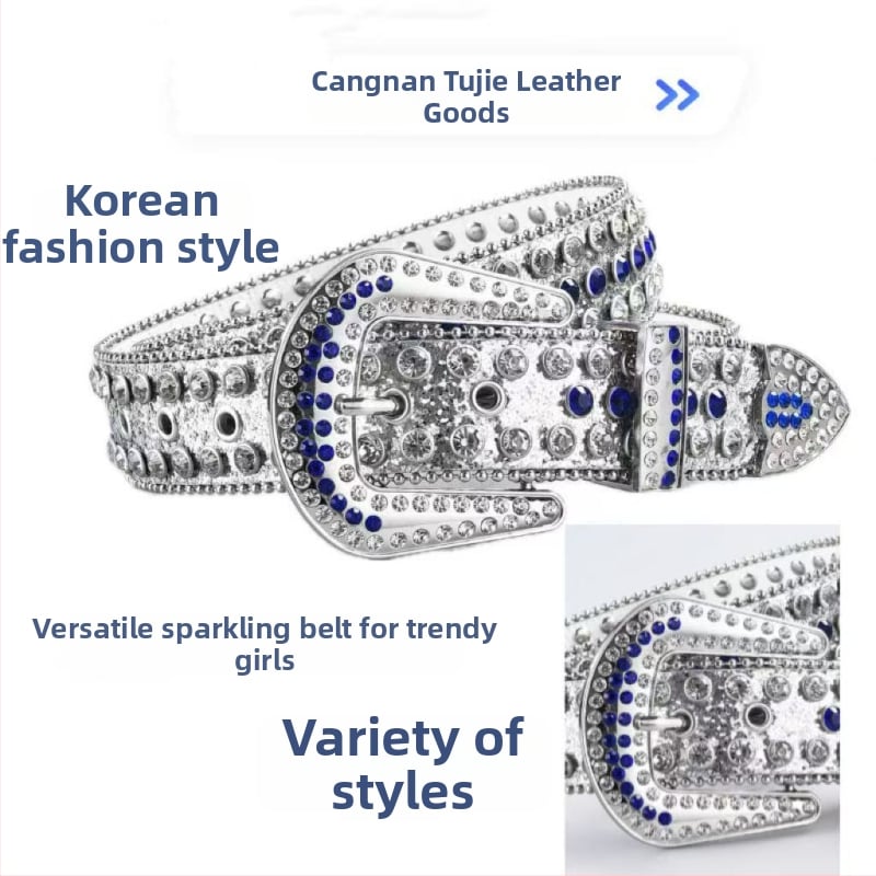Kõrgekvaliteediline PU naistevöö, sulamist bucklega, adatu tüüpi kinnitusega, kaunistatud helmeste ja rhinestones'iga; stiilne igapäevane kasutus