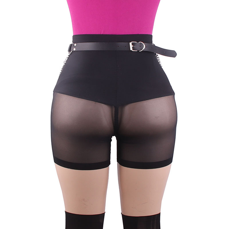 Unisex vöö kunstnahast, ristkülikukujulise sulamiskinnituse ja kettide detailiga