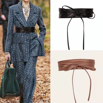 Kunstnahkrihm koos nööbi ja lipsuga dekoratiivne vöö, mitmekülgne välivarustuse aksessuaar