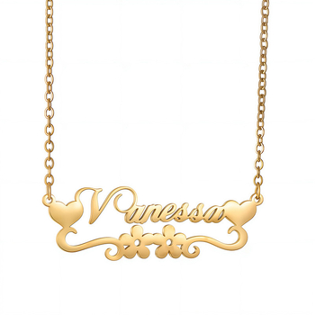 Nerūsējošā tērauda vārda kaklasa, 18K zelta pārklājums, pielāgojams angļu burta kulons, noņemams, O formas ķēde, 20 g