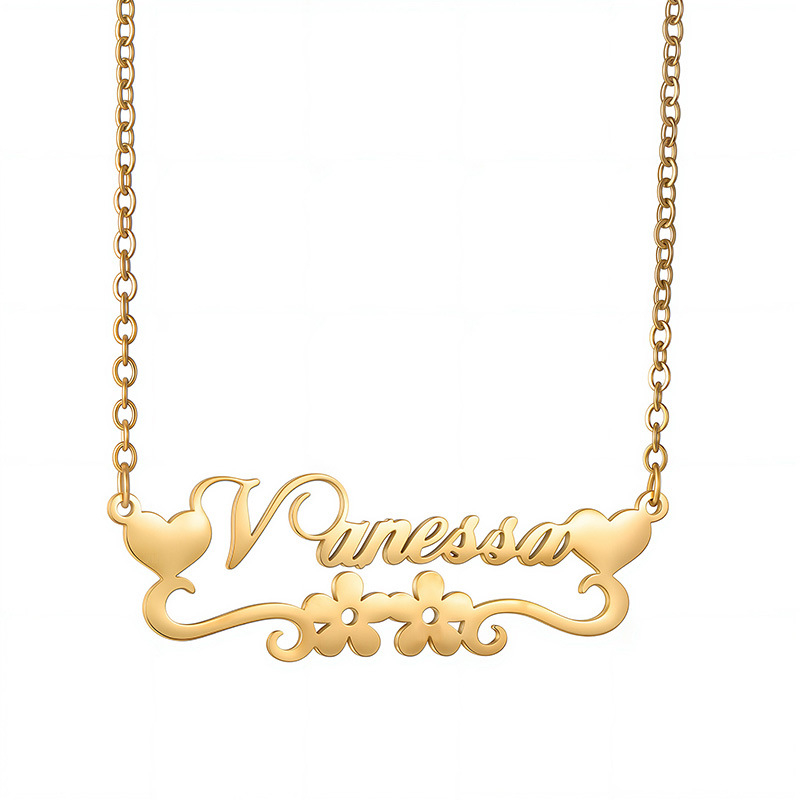 Nerūsējošā tērauda vārda kaklasa, 18K zelta pārklājums, pielāgojams angļu burta kulons, noņemams, O formas ķēde, 20 g