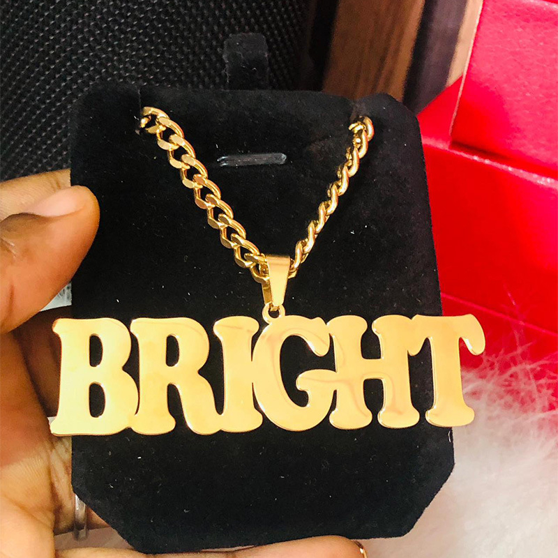 Nerūsējošā tērauda vārda kaklasa, 18K zelta pārklājums, pielāgojams angļu burta kulons, noņemams, O formas ķēde, 20 g