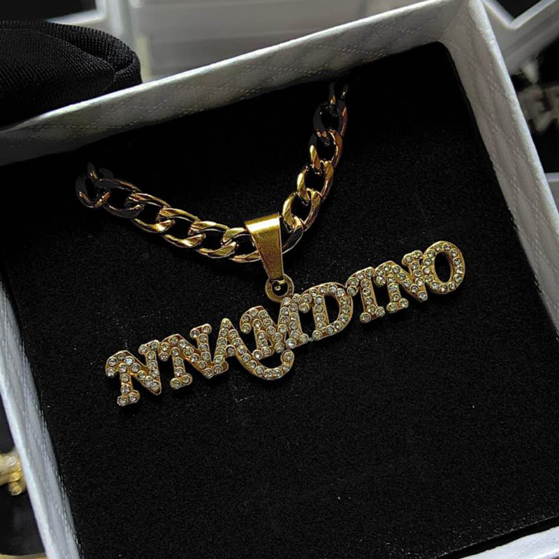 Nerūsējošā tērauda vārda kaklasa, 18K zelta pārklājums, pielāgojams angļu burta kulons, noņemams, O formas ķēde, 20 g