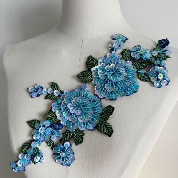 3D rankų siuvinėta gėlės pleistras drabužiams ir džinsams | medžiaga: stiklo brangakmeniai + poliesteris | tinka moterų drabužiams, galvos apdailai, suknelėms | A83