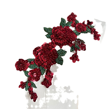 3D rankų siuvinėta gėlės pleistras drabužiams ir džinsams | medžiaga: stiklo brangakmeniai + poliesteris | tinka moterų drabužiams, galvos apdailai, suknelėms | A83