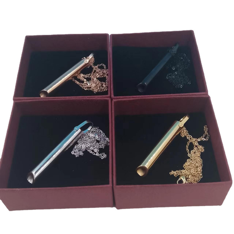 Висулка Qingyun от неръждаема стомана за медитация и отпускане — геометричен дизайн, цилиндър за дишане